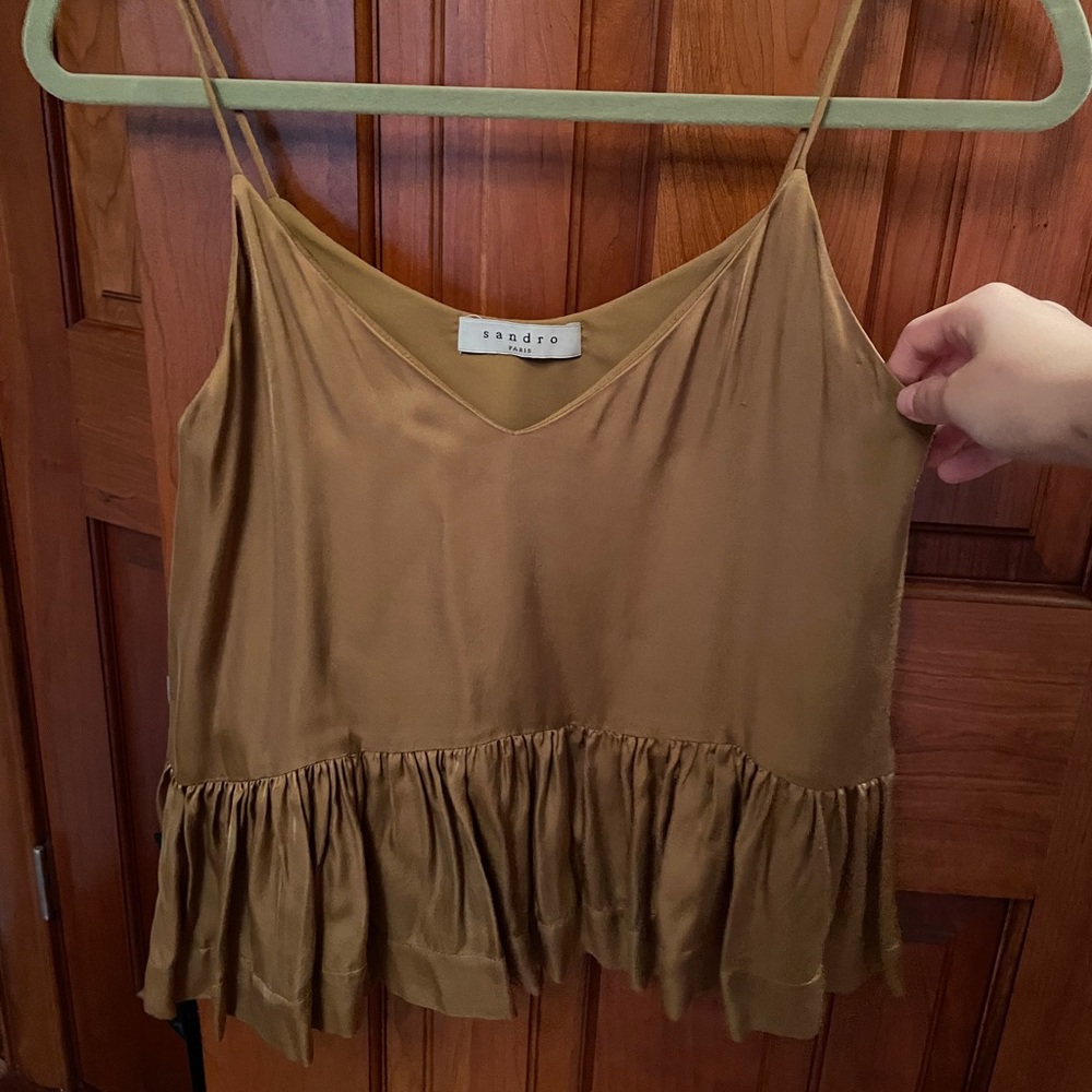 Sandro Olive Tank Silk NWOT
